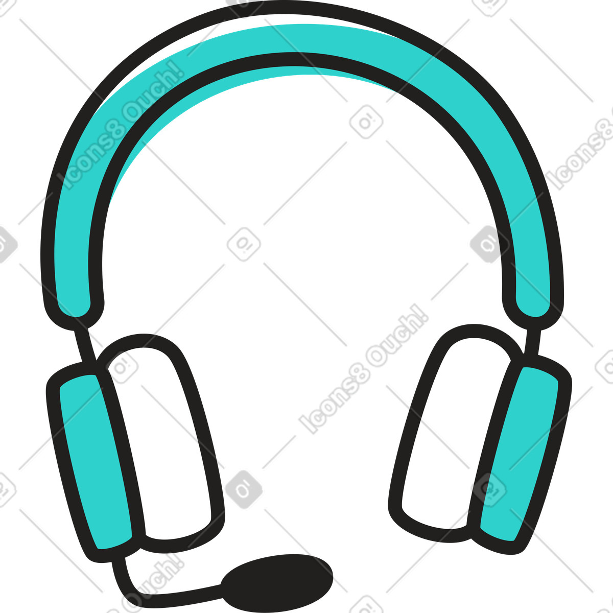 Headphones illustration in Little style download in PNG, SVG
