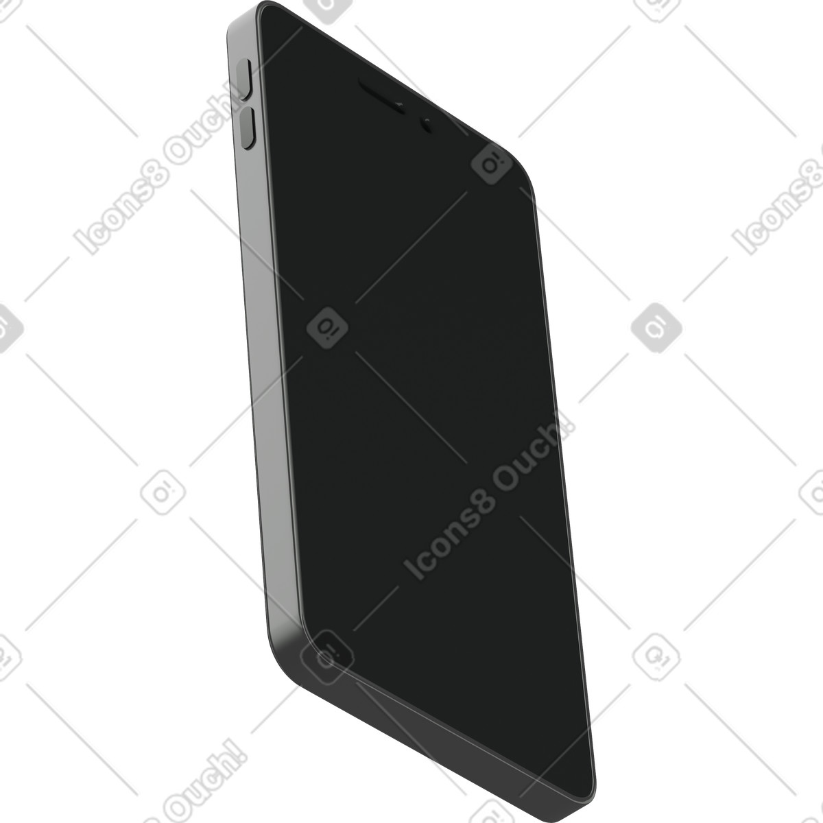 Ilustración Side view of a phone's black screen en estilo 3D Business descargar en PNG y SVG