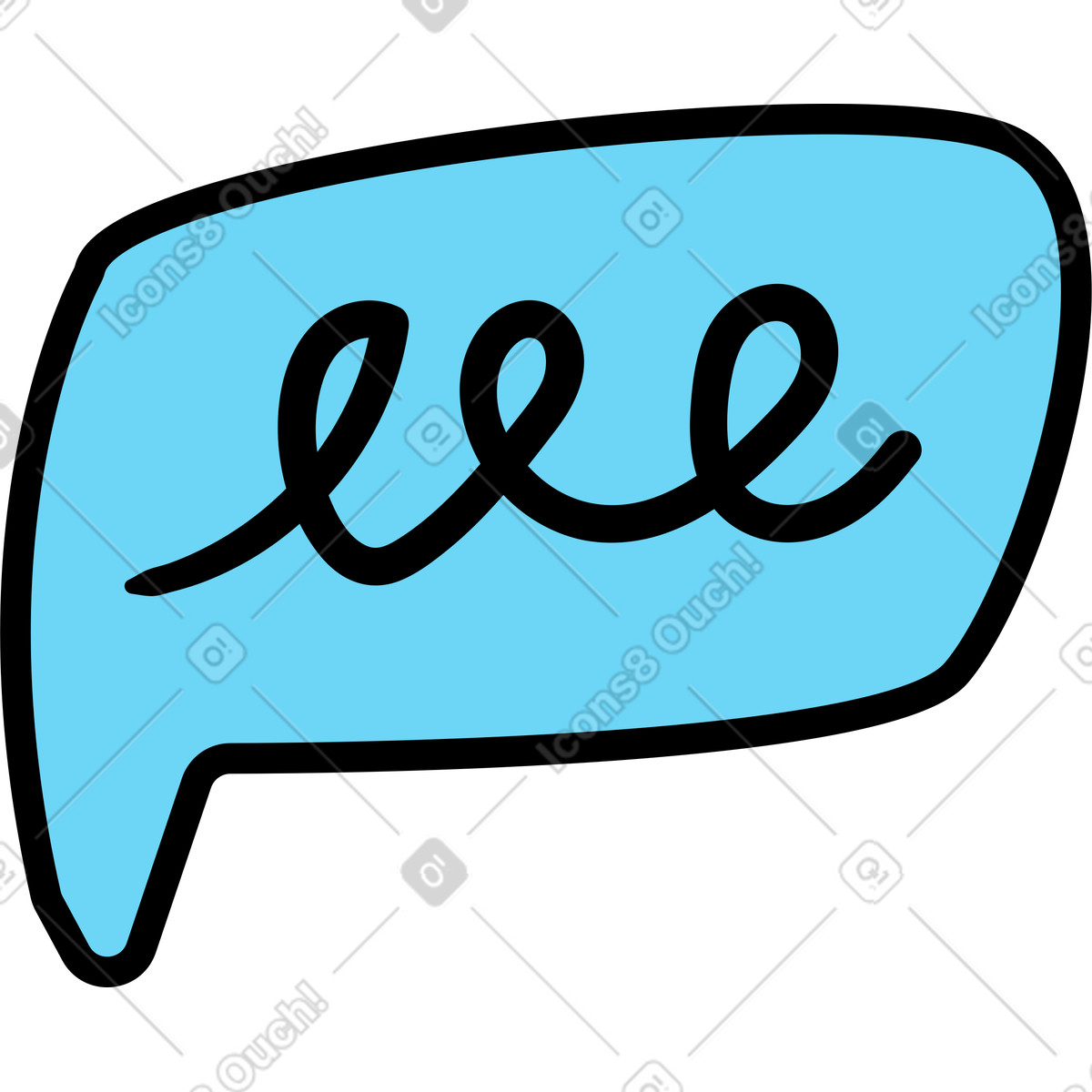 Blue bubble with cursive text illustration in Wiggle style download in PNG, SVG