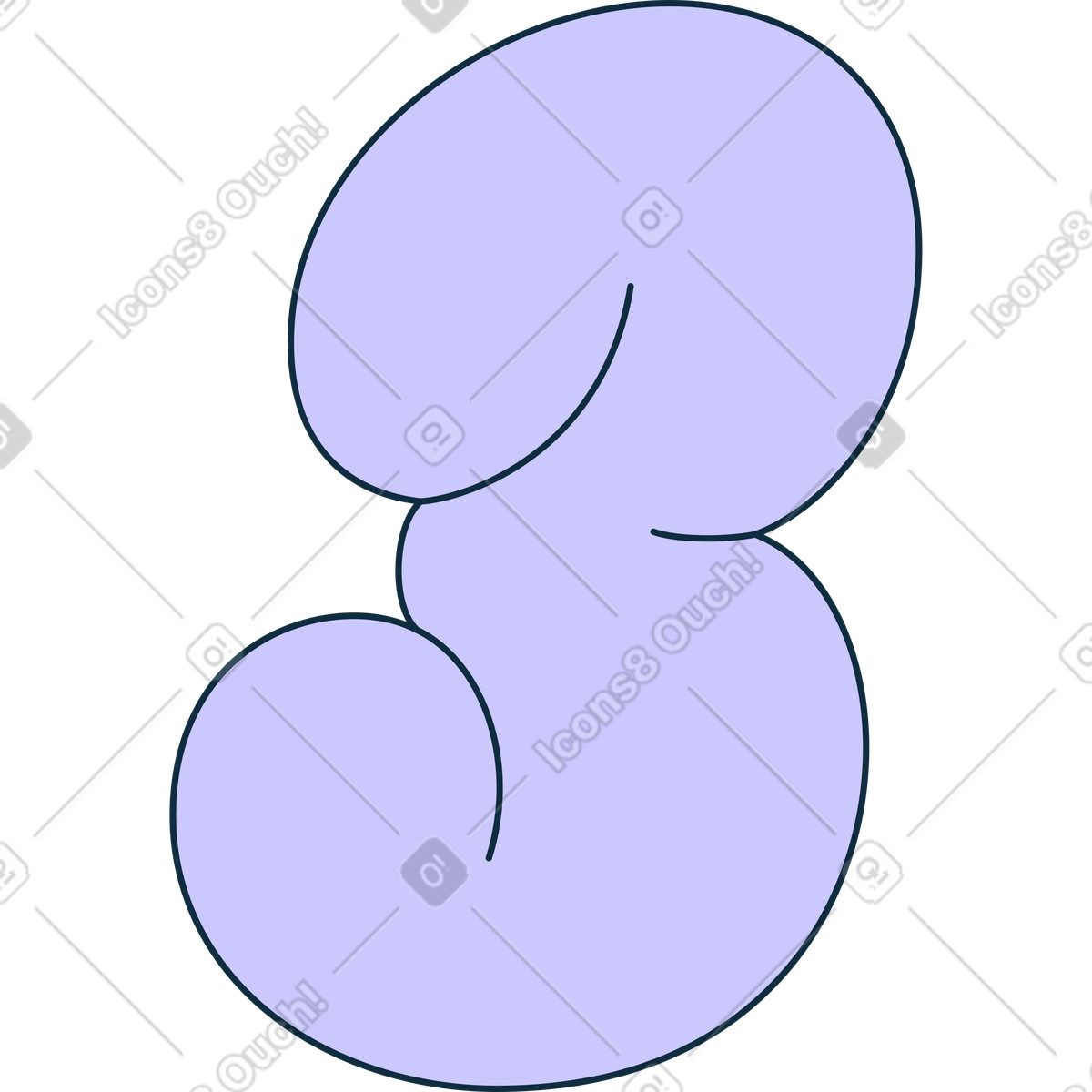 Number three illustration in Bubble gum style download in PNG, SVG