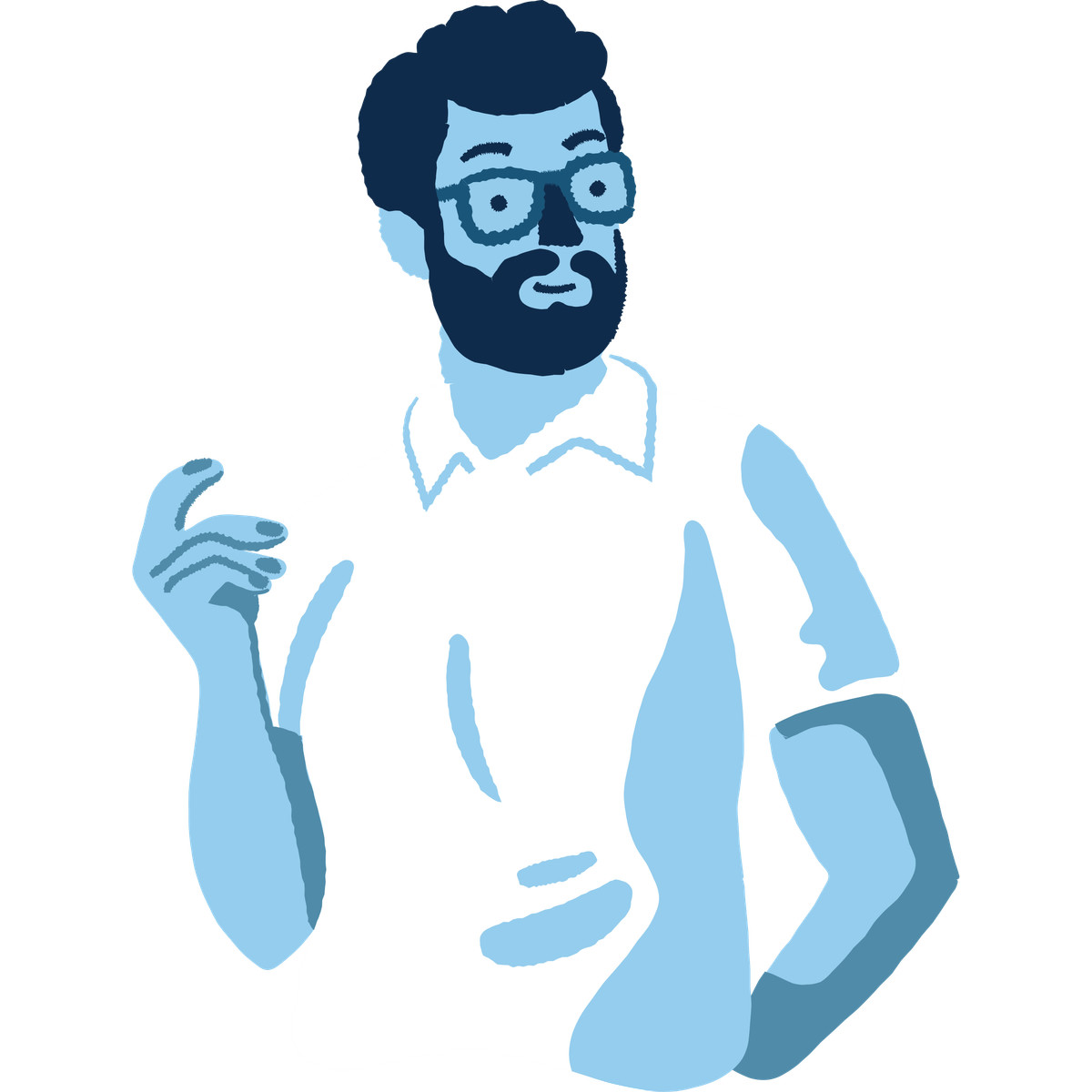 Person with beard and glasses in white collared shirt-Illustration im Cherry-Stil als Download PNG, SVG