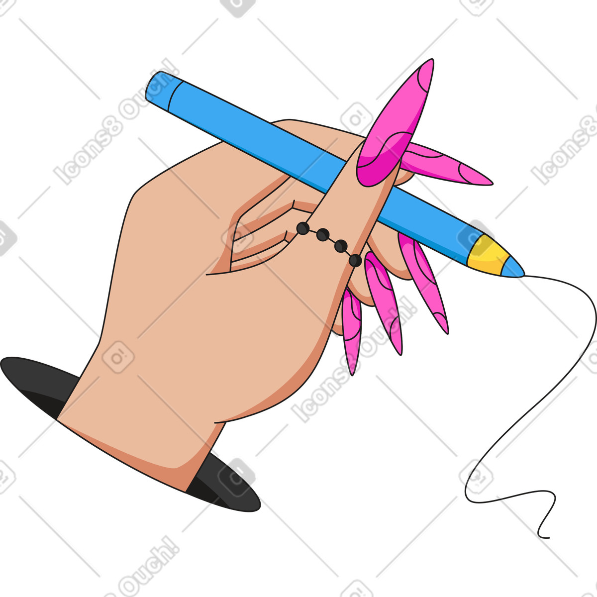 Moji スタイルの 鉛筆で手 のイラストをPNG、SVG形式でダウンロード