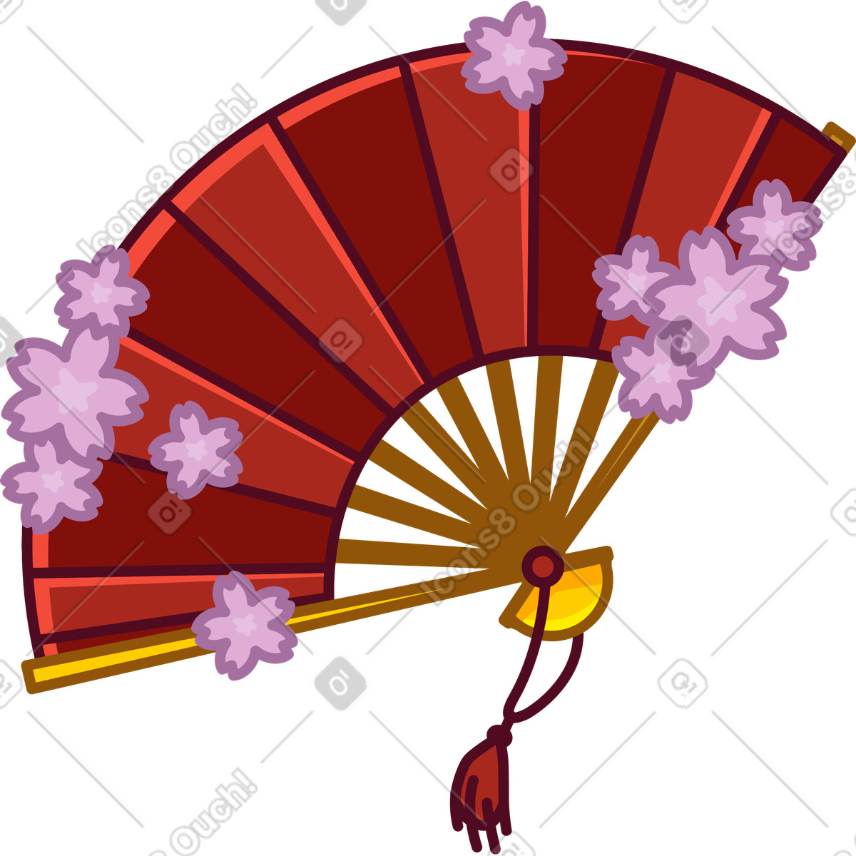 Chinese hand fan with cherry blossoms illustration in Festicon style download in PNG, SVG