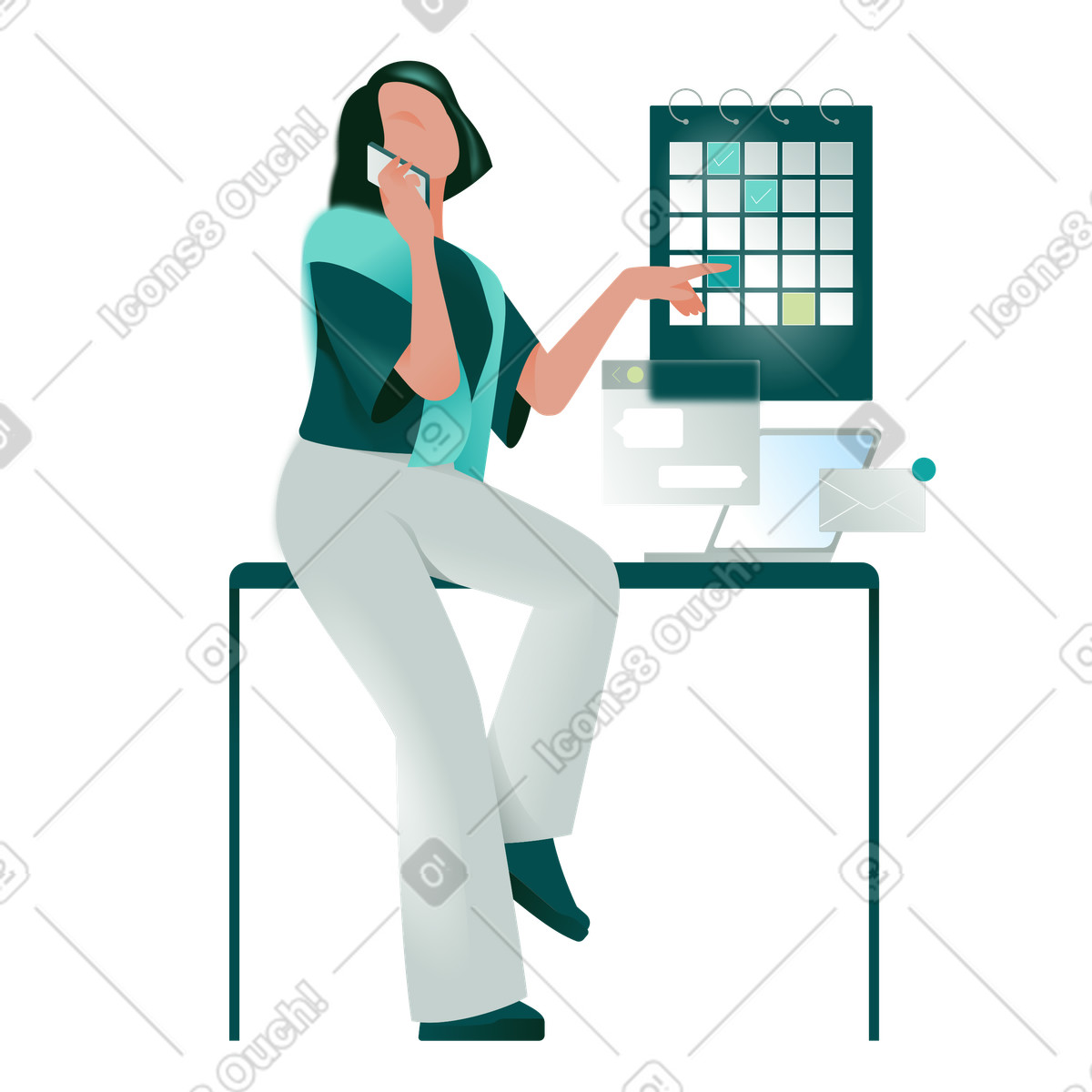 スタイルの Balancing multiple tasks at workstation, Efficient office work のイラストをPNG、SVG形式でダウンロード