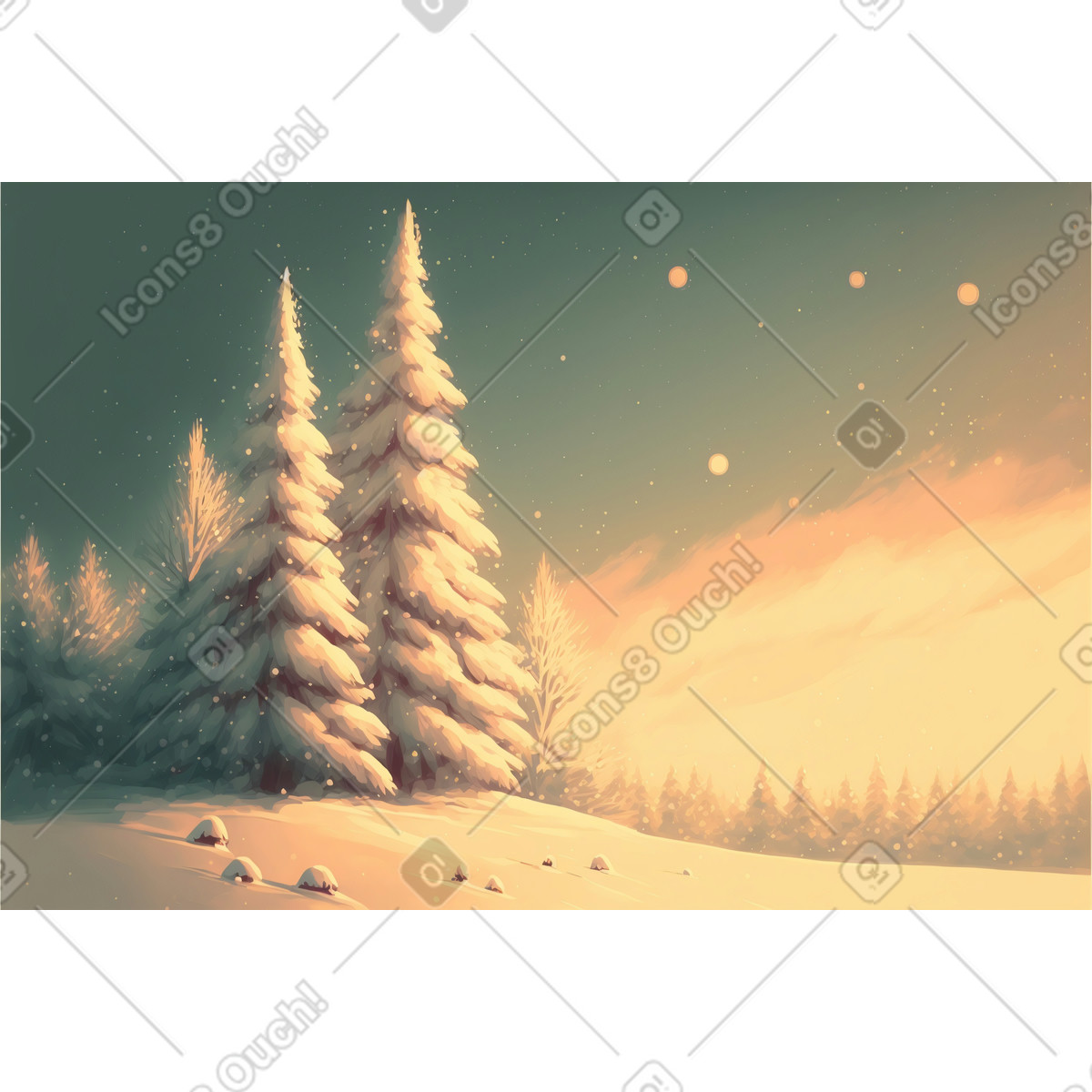 下载 Experimental 风格的 3d 冬季森林背景 插画，支持 PNG、SVG 格式