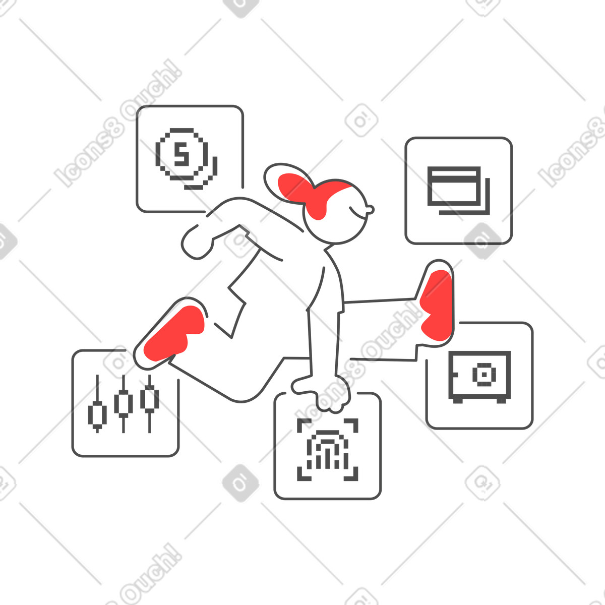 Digital wallet and financial cybersecurity illustration in Experimental style download in PNG, SVG