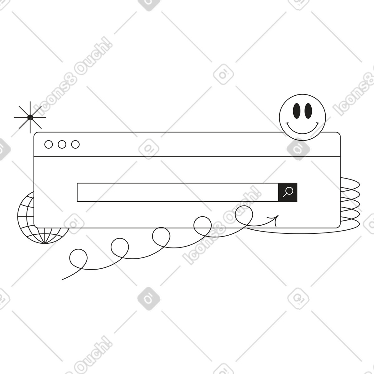 Tokyo スタイルの スマイリー付きのwebブラウザの検索バー のイラストをPNG、SVG形式でダウンロード