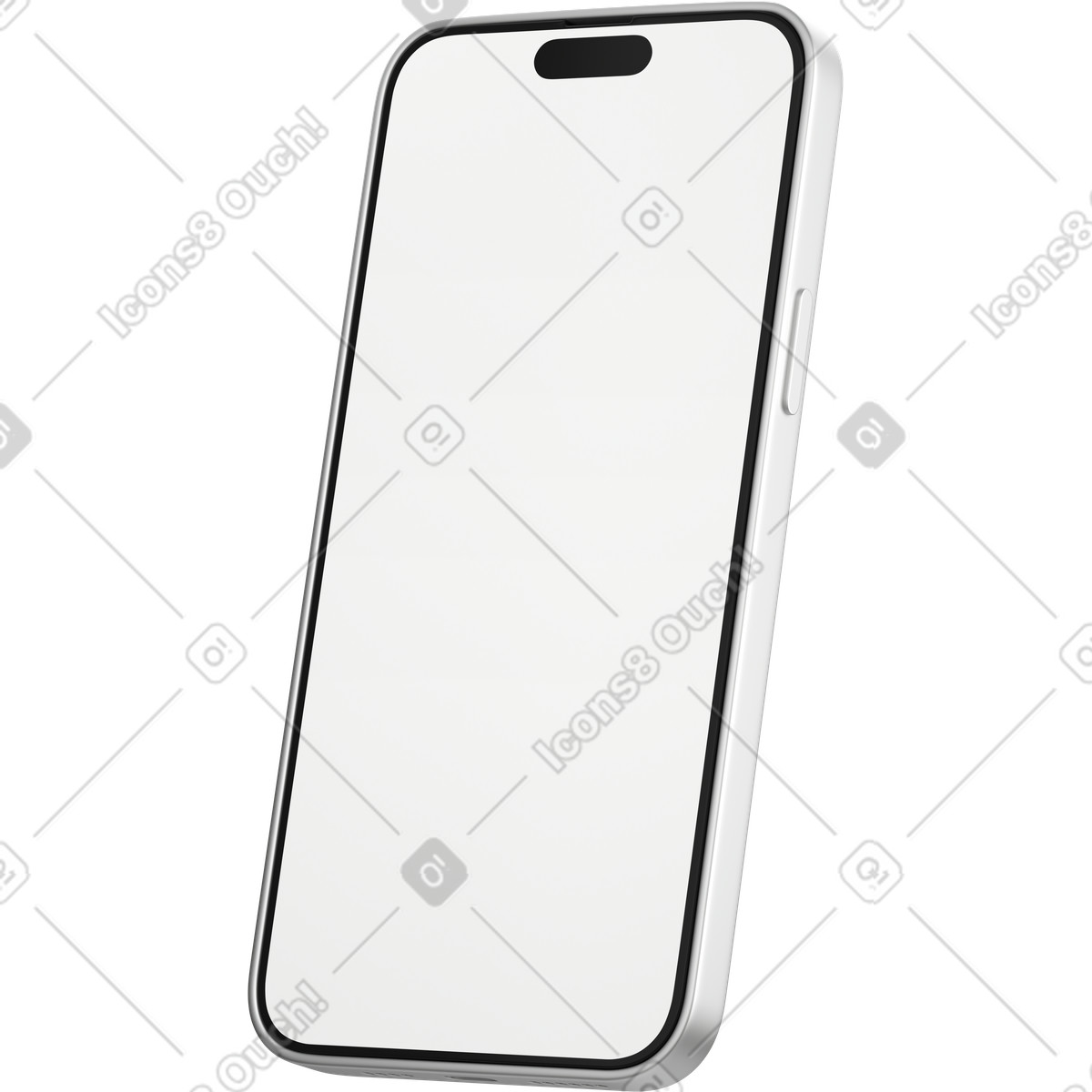 Smartphone with blank screen turned left-Illustration im 3D Business-Stil als Download in PNG, SVG