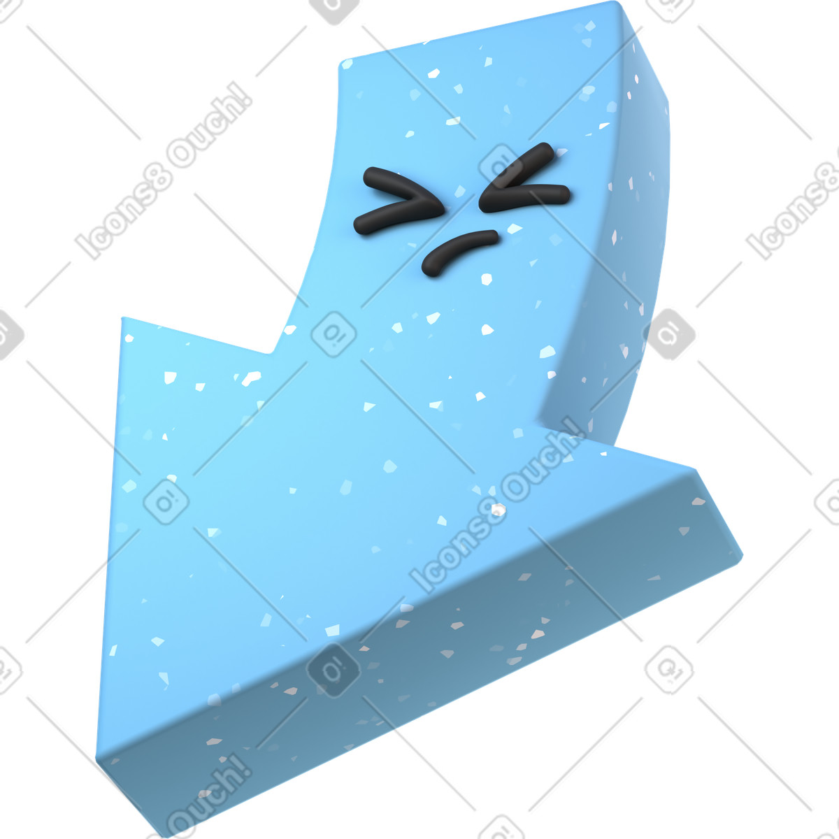 Ilustração de Personagem de seta azul com uma expressão estressada em PNG e SVG