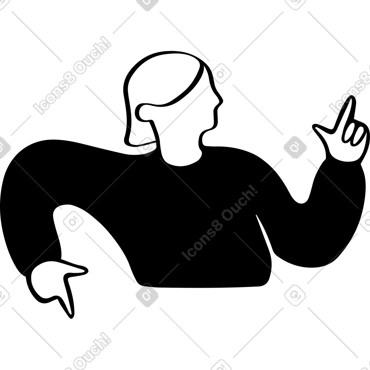 Illustration Femme pointant de haut en bas dans le style Journal à télécharger aux formats PNG, SVG