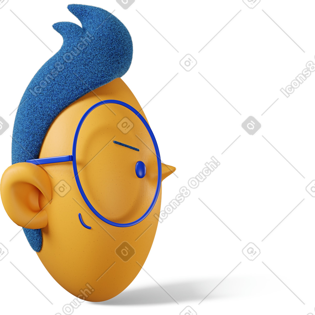 3D Buddy スタイルの 熱心に右を向いている少年の頭 のイラストをPNG、SVG形式でダウンロード