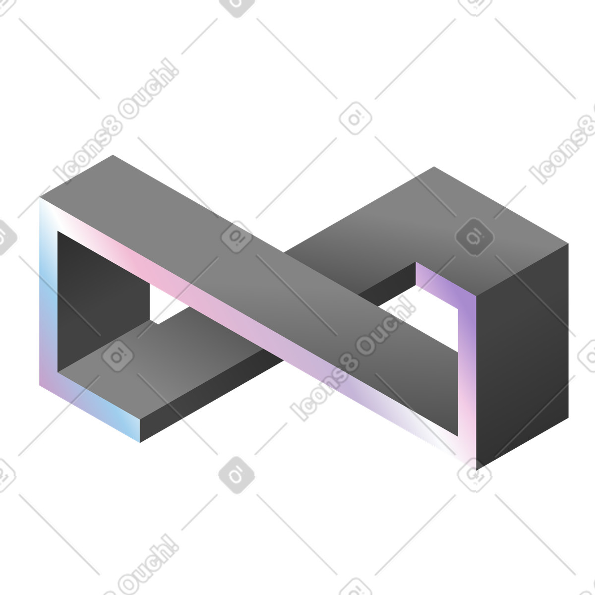 Ilustración Forma imposible infinita, percepción visual e ilusión óptica en estilo Illusion a descargar en PNG y SVG