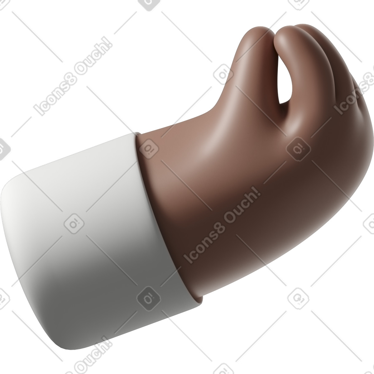 Ilustración Mano de piel marrón con dedos pellizcados en estilo 3D Hands Fun&Wild a descargar en PNG y SVG
