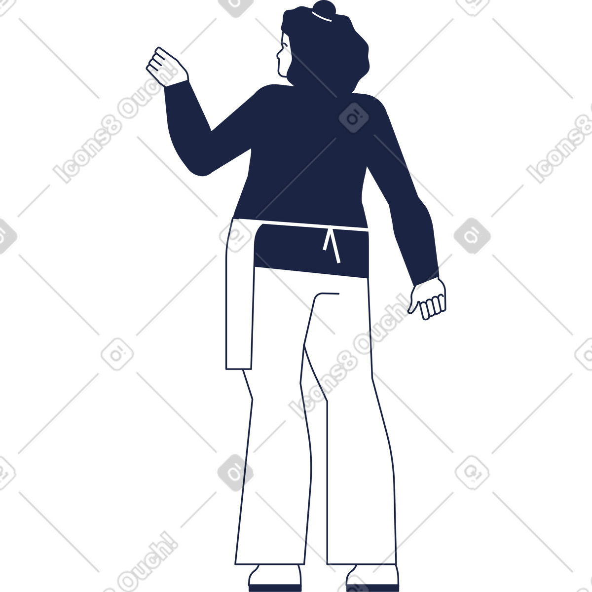 下载 Urban Line 风格的 从后面看围裙的女人 插画，支持 PNG、SVG 格式