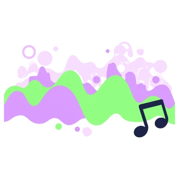 A visual representation of a symphony is displayed with distinct waves symbolizing sound. The waves undulate smoothly across the canvas, creating a rhythmic movement. In the foreground, there are overlapping, circular forms that suggest musical notes. Each wave varies in size and curvature, creating a sense of dynamic flow. The background features layered forms that mimic the complexity of orchestral music, suggesting depth and harmony. The overall composition is balanced, guiding the viewer's eye through the waves in a fluid motion.