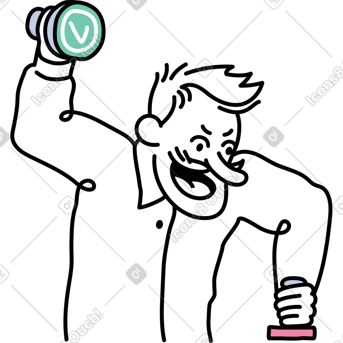 下载 Notes 风格的 凶猛的男人与邮票 插画，支持 PNG、SVG 格式