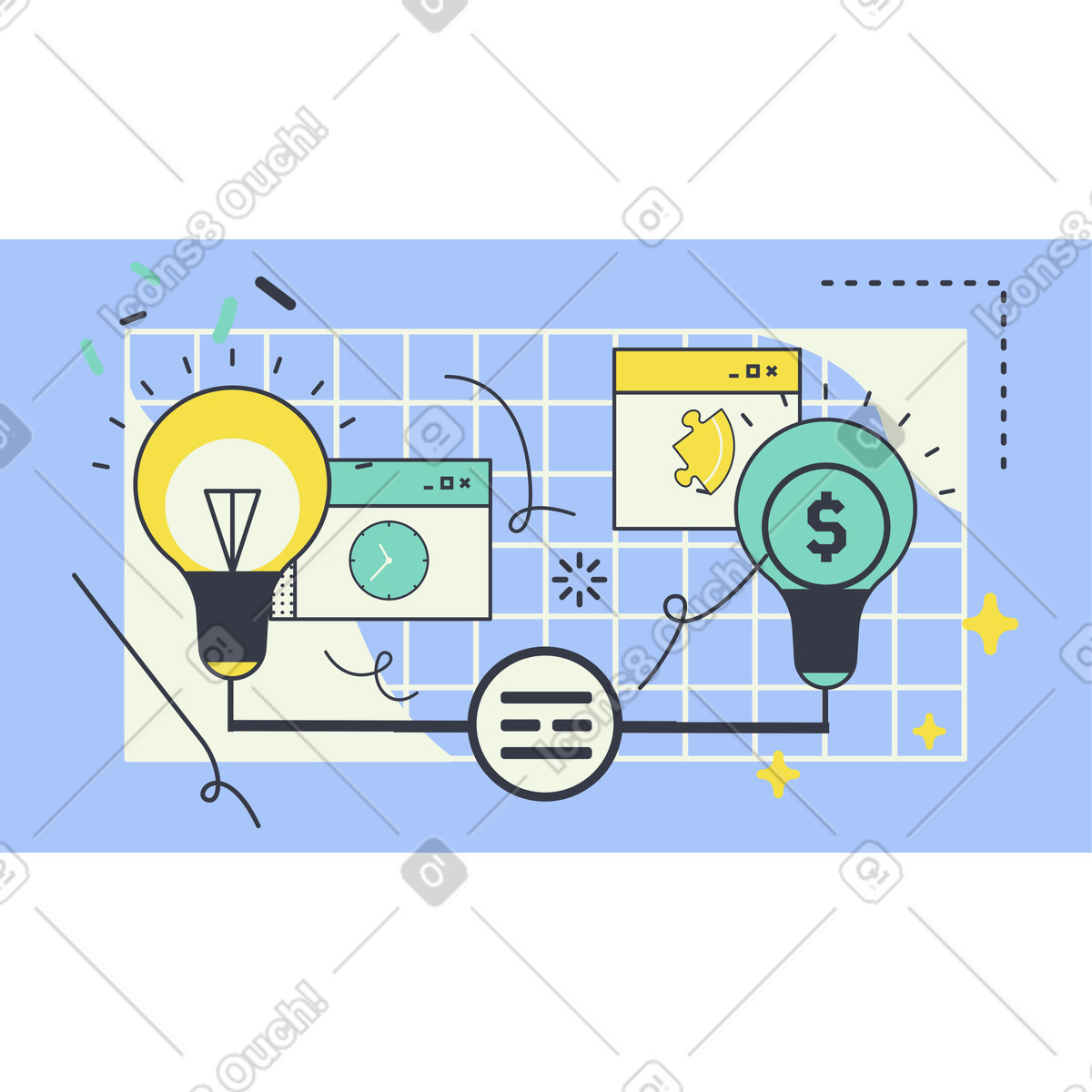 Great ideas lead to money illustration in Abstract style download in PNG, SVG