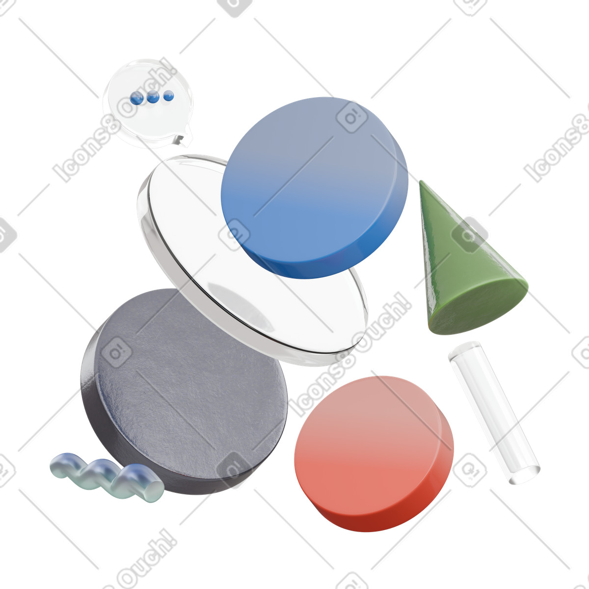 Composizione astratta con forme geometriche illustrazione animata in stile 3D Morphis scaricabile in GIF, Lottie (JSON), AE