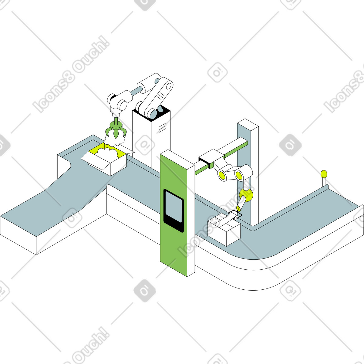 Automatic packaging illustrazione in stile Isometric scarica in PNG, SVG