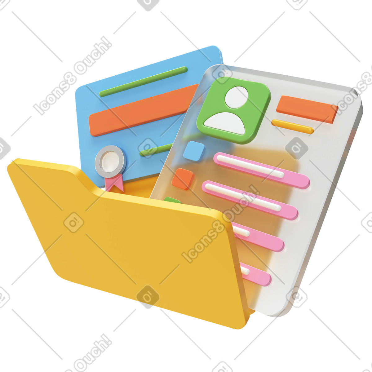 Employee resume and certificate in folder illustration in PNG, SVG