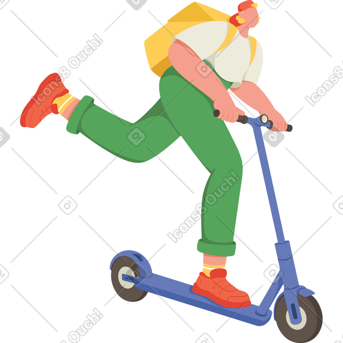 Ilustración Hombre con mochila en scooter estilo Social a descargar PNG y SVG