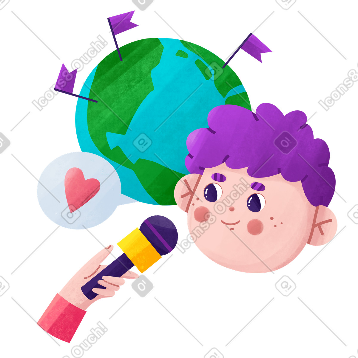 下载 Bonbon 风格的 旅行者接受采访 插画，支持 PNG、SVG 格式