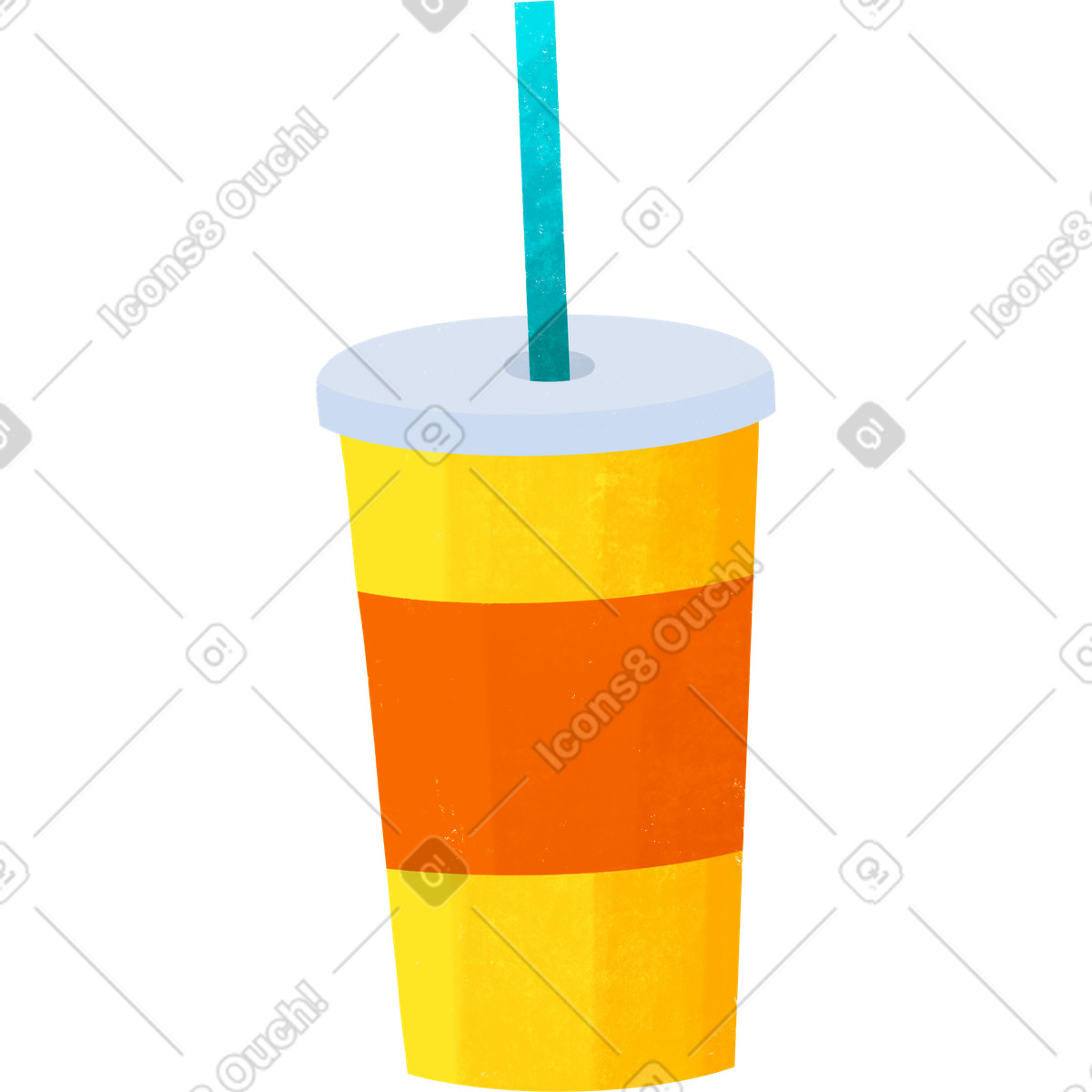 Ilustração de Yellow disposable cup with drinking straw em no estilo Bonbon para baixar em PNG, SVG