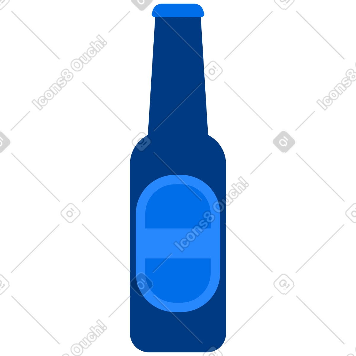 Dark glass beer bottle with label illustration in Urban style download in PNG, SVG