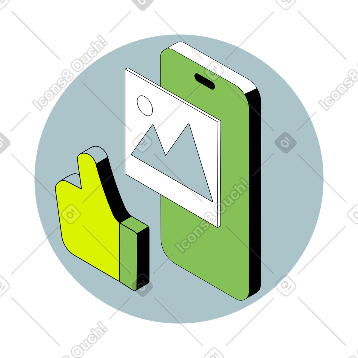 Social media photo content rating illustration in Isometric style download in PNG, SVG