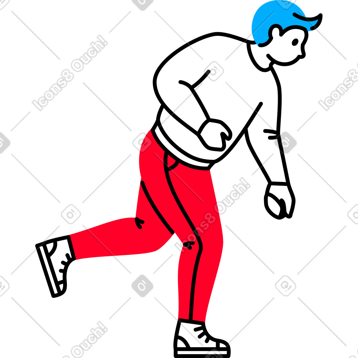 Ilustración Man running with something in his hands en estilo Transistor a descargar en PNG y SVG