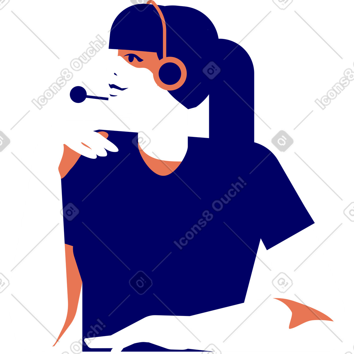 Ilustração de Mulher em fones ouvido com um microfone pensando no estilo Lounge para baixar PNG, SVG