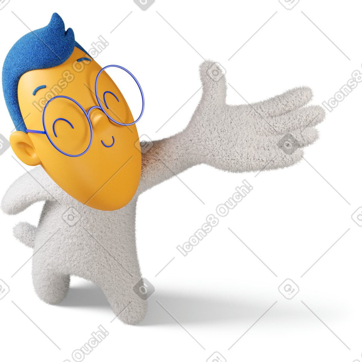 Illustration Vue latérale d'un garçon offrant une poignée de main à droite dans le style 3D Buddy télécharger aux formats PNG, SVG