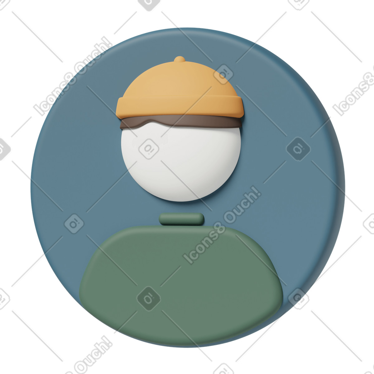 3D Casual life スタイルの Profile picture of man in green shirt and orange hat のイラストをPNG、SVG形式でダウンロード