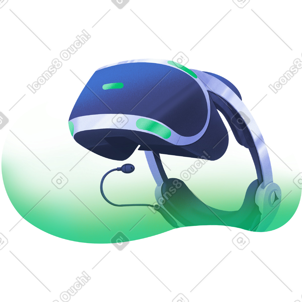 Virtual-reality-brille mit transparentem grünem hintergrund-Illustration im Smart-Stil als Download in PNG, SVG