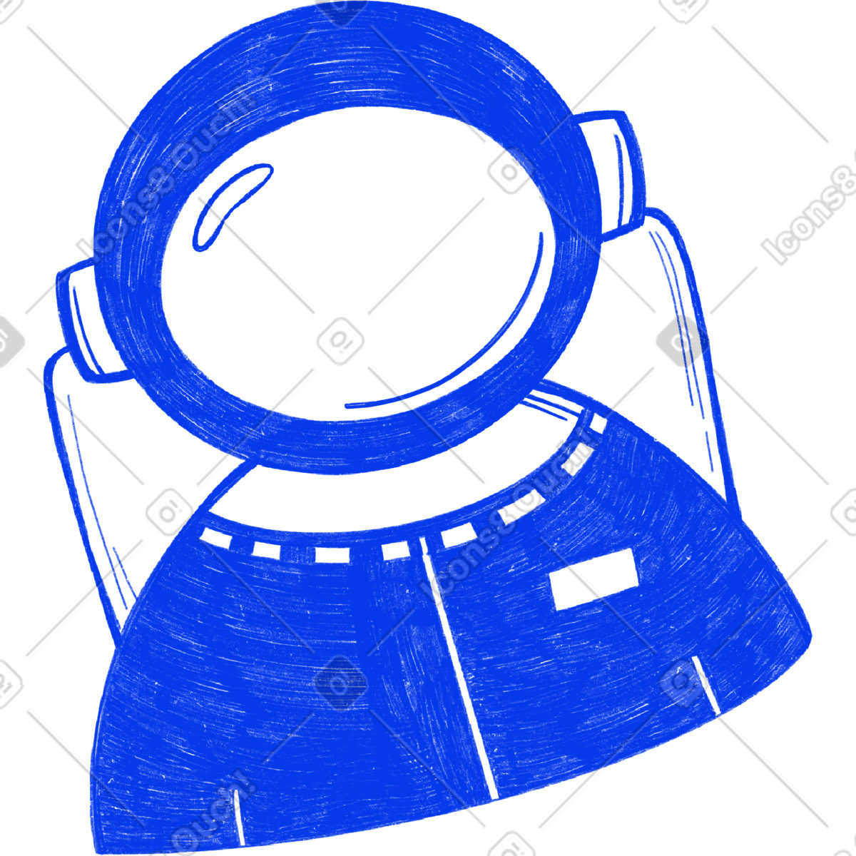 下载 Biro 风格的 Cosmonaut in blue 插画，支持 PNG、SVG 格式