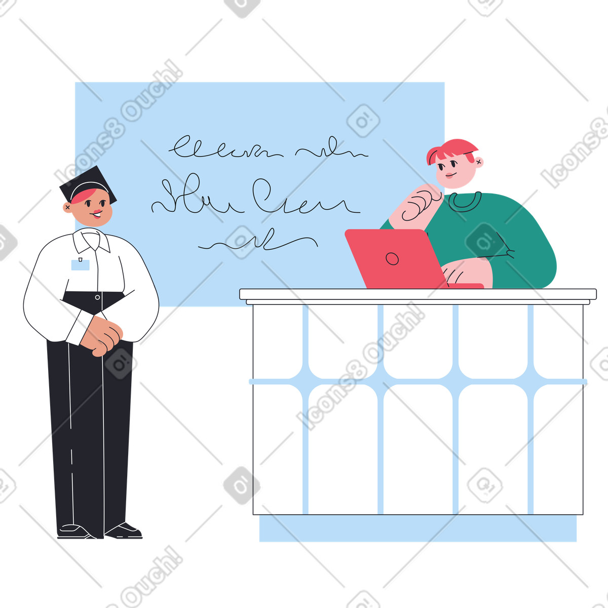 Graduation ceremony illustration featuring bachelor's degree clipart and graphics