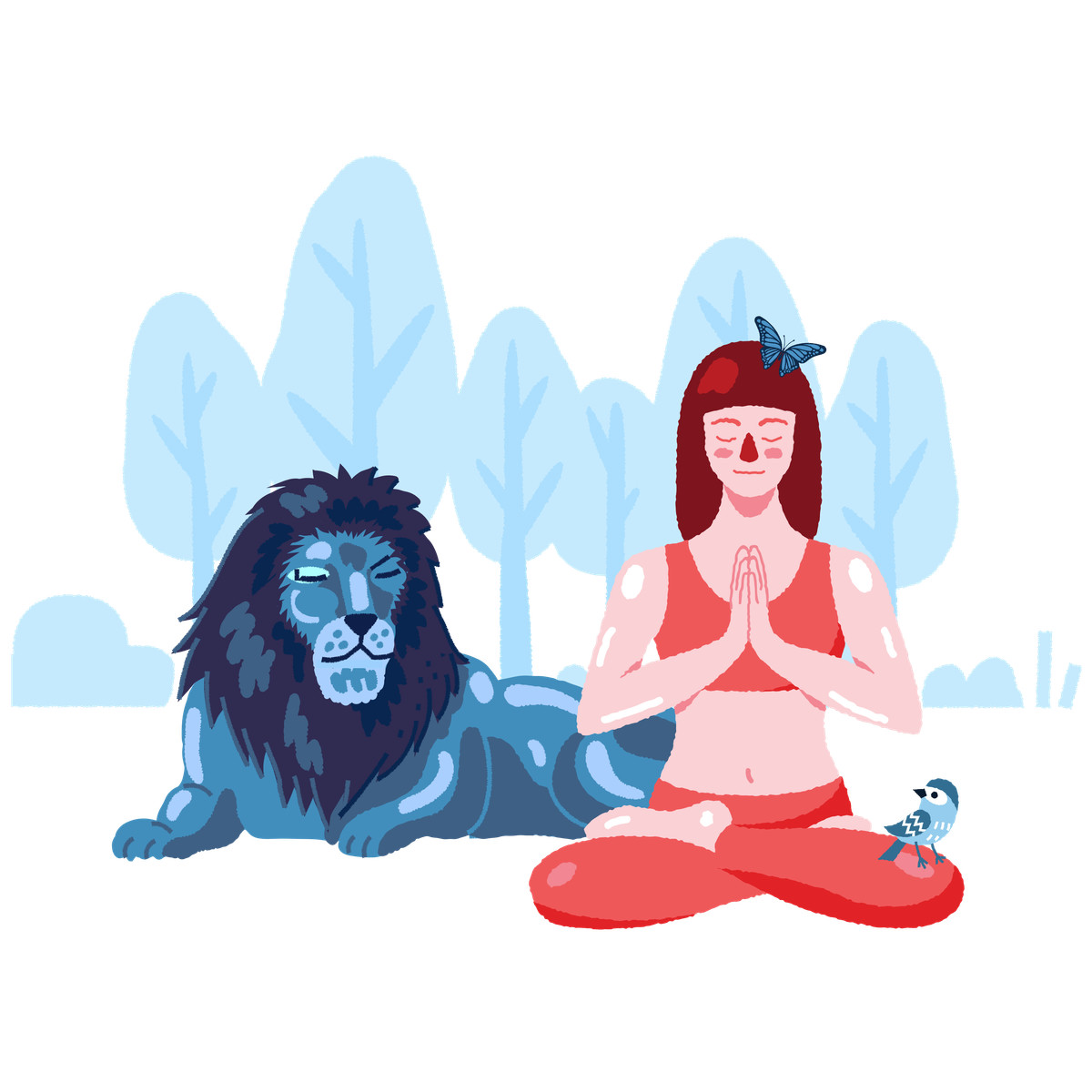 Cherry スタイルの Forest meditation with wildlife, Spirituality and inner peace のイラストをPNG、SVG形式でダウンロード