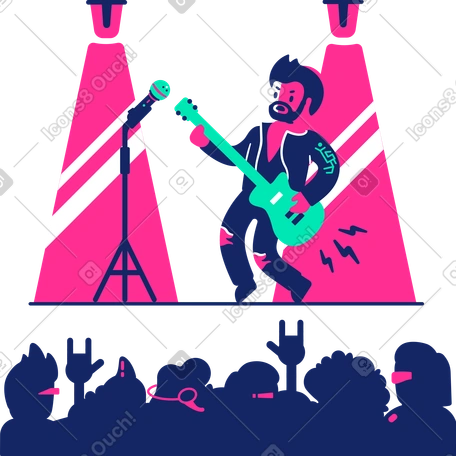 Guitariste jouant de la musique rock sur scène PNG, SVG