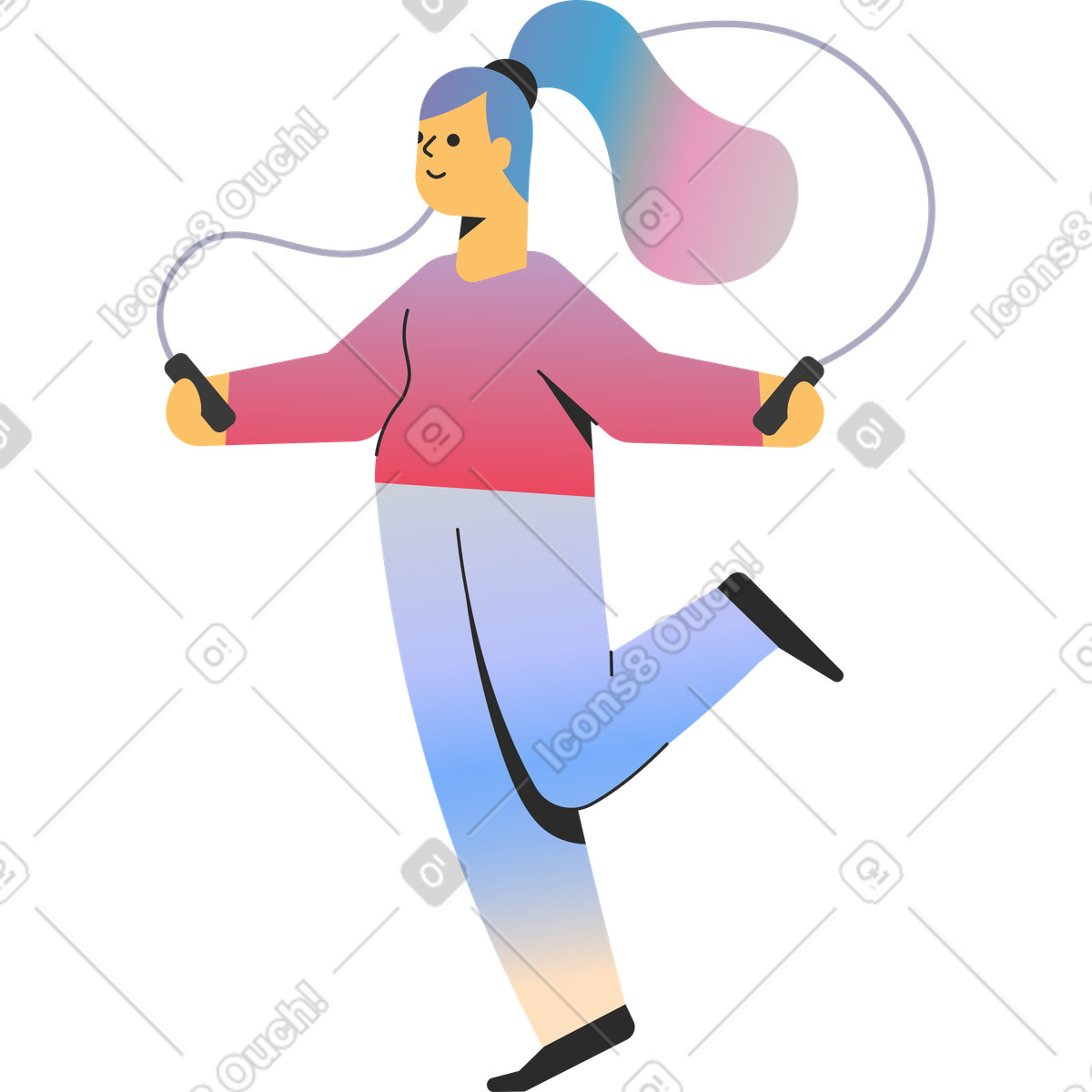 Girl jumping rope-Illustration im Marginalia-Stil als Download in PNG, SVG