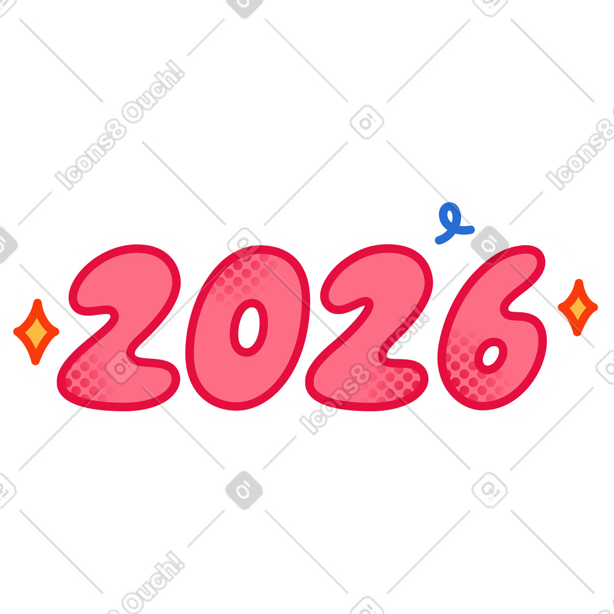 Year 2026 number illustration in Purrfect style download in PNG, SVG