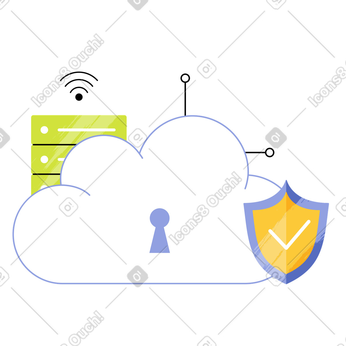 Ilustração de Protegendo dados com criptografia em nuvem no estilo Juicy para baixar PNG, SVG