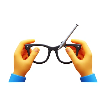 A person adjusting the frame of a pair of glasses with a small screwdriver
