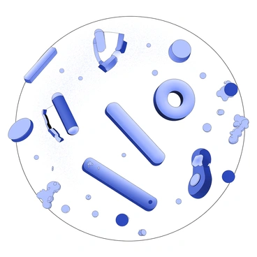 A detailed microscopic view displays antibiotics in close proximity to a group of bacteria. The bacteria appear as varied shapes, including rods and spheres, with distinct outer membranes. The antibiotics are represented as small particles or shapes, with some binding to the surfaces of the bacteria. A few bacteria show signs of damage, with frayed edges or disrupted membranes. The background features a textured surface simulating cell culture, enhancing the focus on the interaction between the antibiotics and the bacteria.
