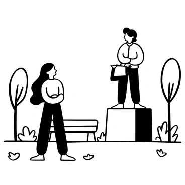 A young woman with long, flowing hair is standing in a park, gazing thoughtfully at a statue of Susan B. Anthony. The statue is depicted in a dignified pose, holding a book in one hand and a scroll in the other. Surrounding the statue are trees and benches, creating a serene atmosphere. The woman is dressed in a simple yet elegant outfit, with her arms crossed, deep in contemplation of Anthony's legacy. The ground is covered with fallen leaves, adding texture to the scene.