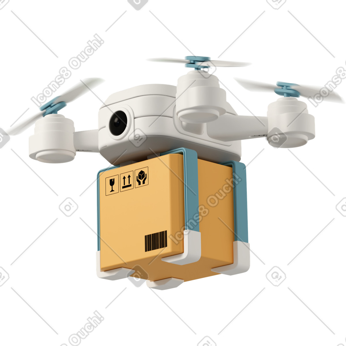 Online order delivery drone with shipping box animated illustration in 3D Casual life style download in GIF, Lottie (JSON), AE
