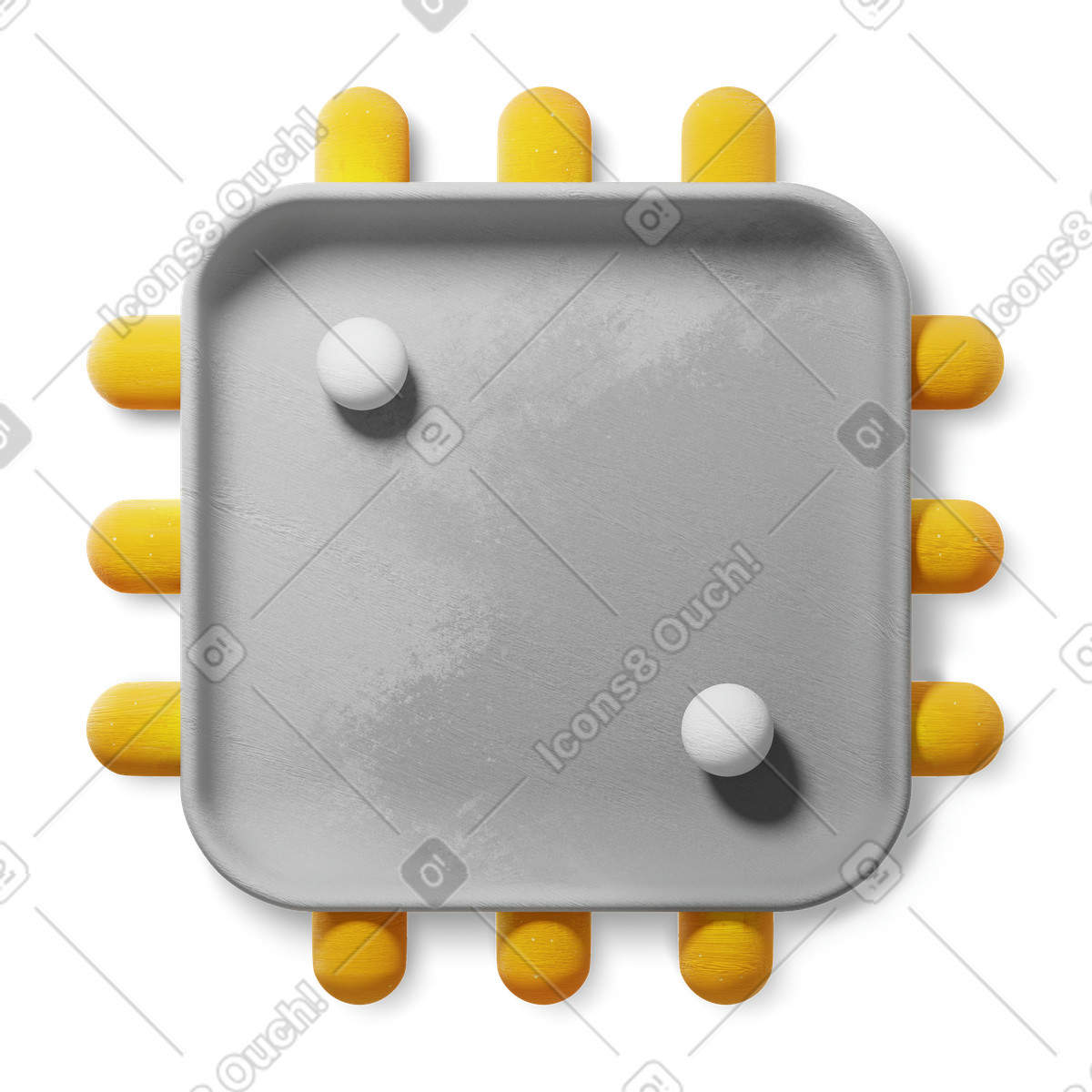 3D grey processor illustration in Microsoft Fluent style download in PNG, SVG