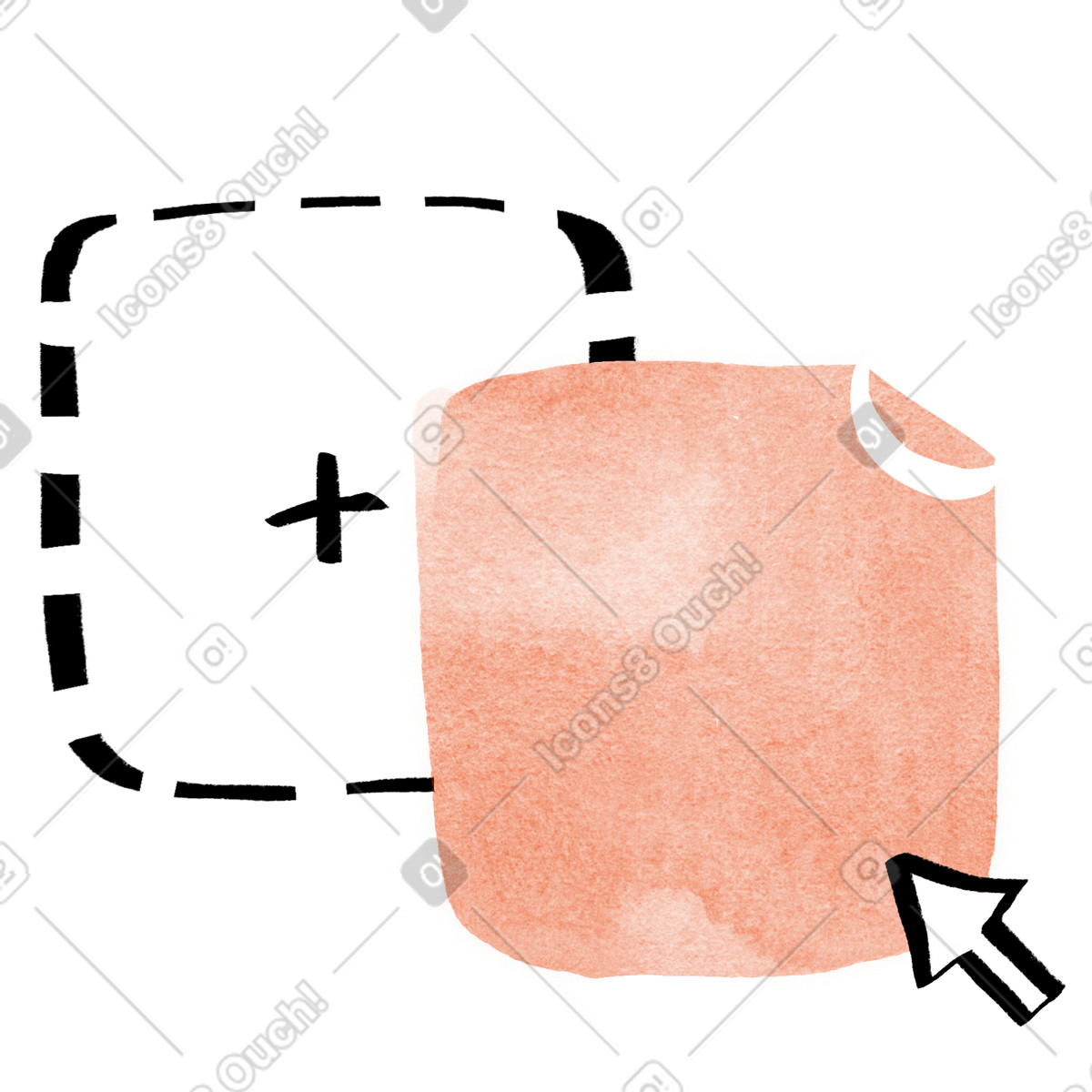 Drag and drop file upload, Dragging document to zone illustration in Hand-drawn animation style download in PNG, SVG