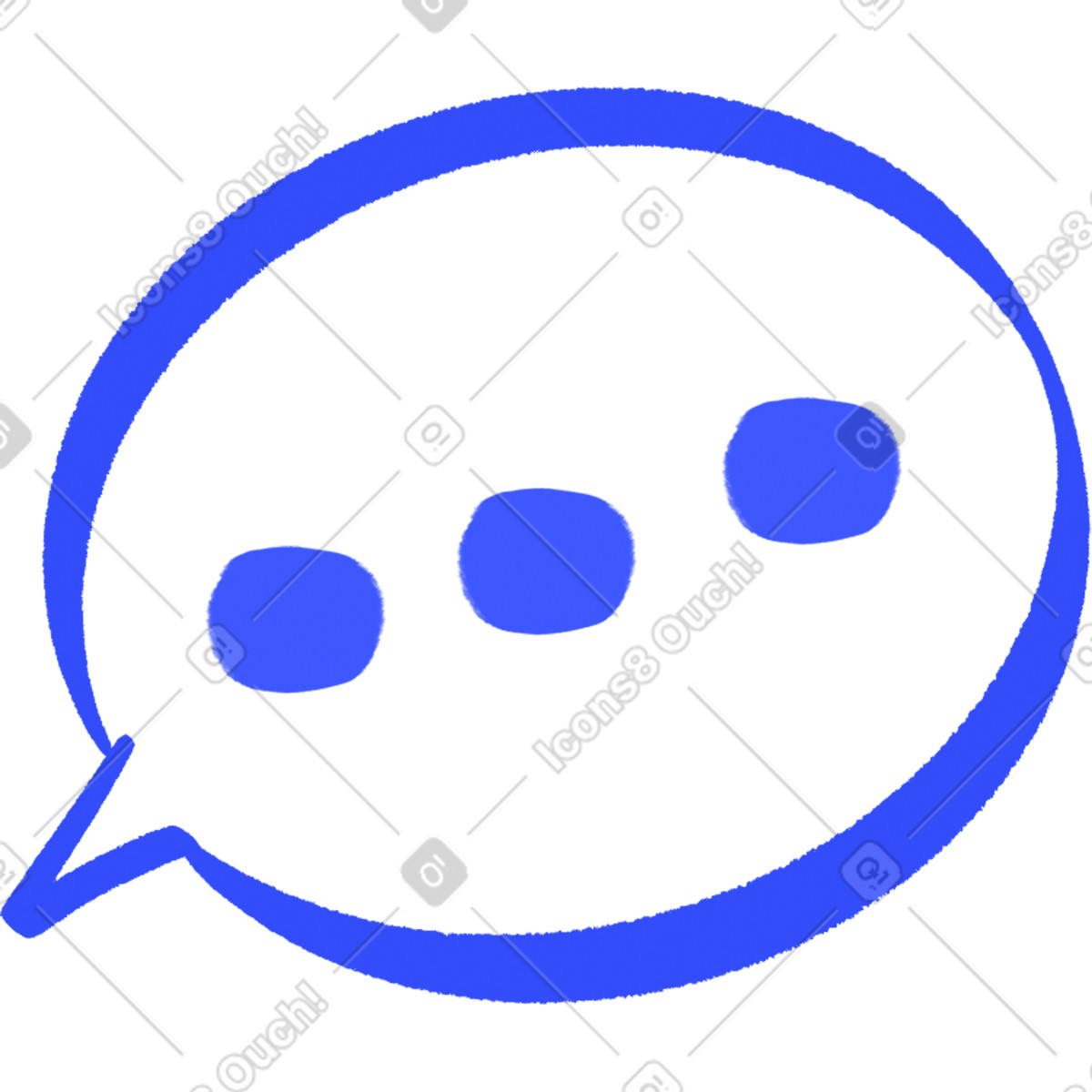 Blue bubble with three dots illustration in Quirky style download in PNG, SVG