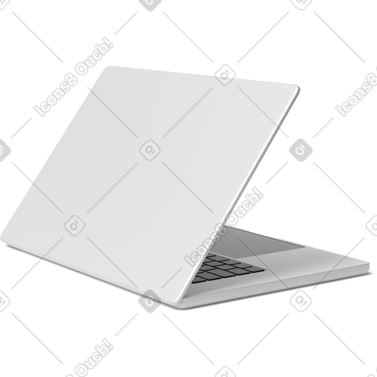 Rear view of laptop illustration in 3D Business style download in PNG, SVG