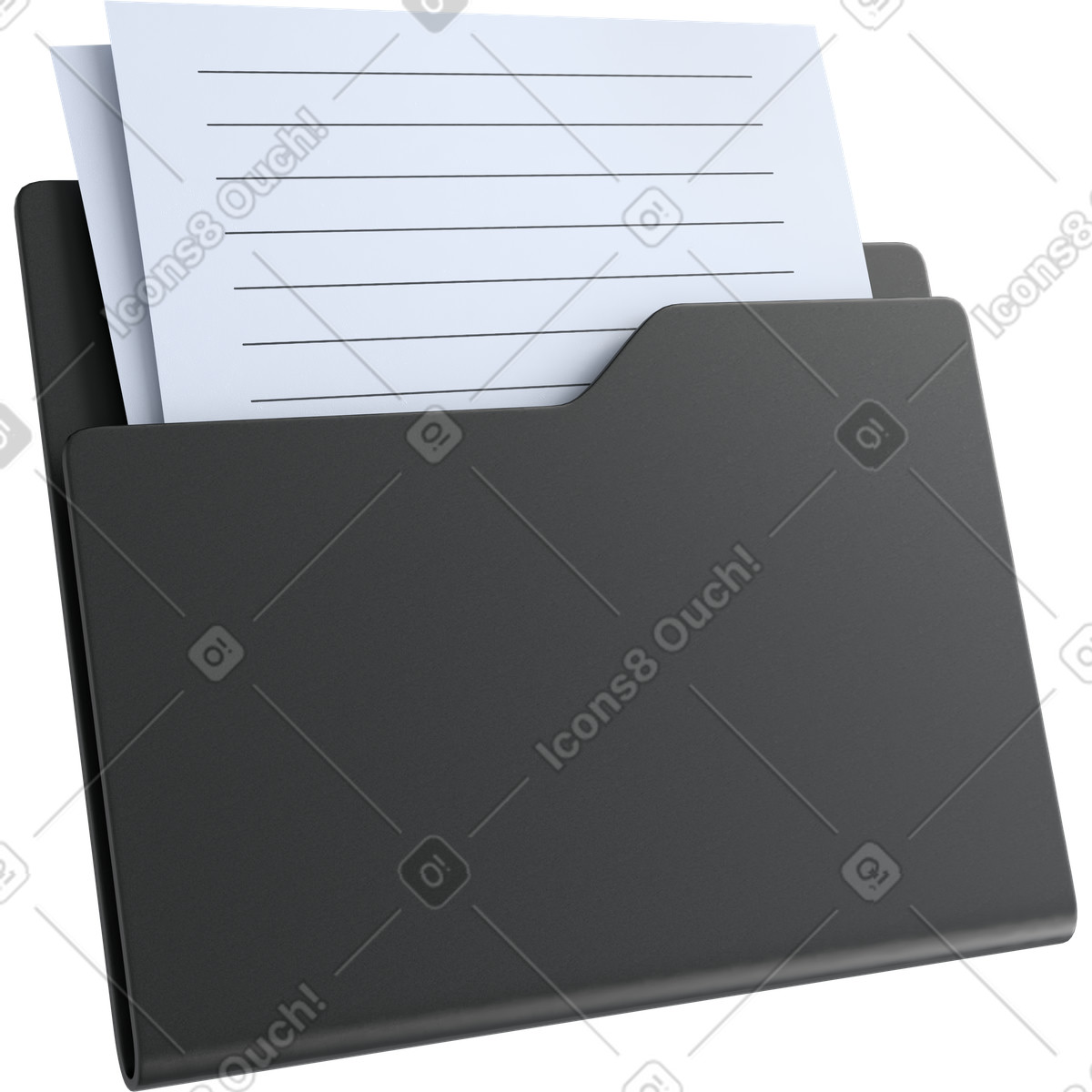Icona della cartella documenti, sistema di organizzazione file, archiviazione documenti aziendali illustrazione in stile 3D Pro scarica in PNG, SVG
